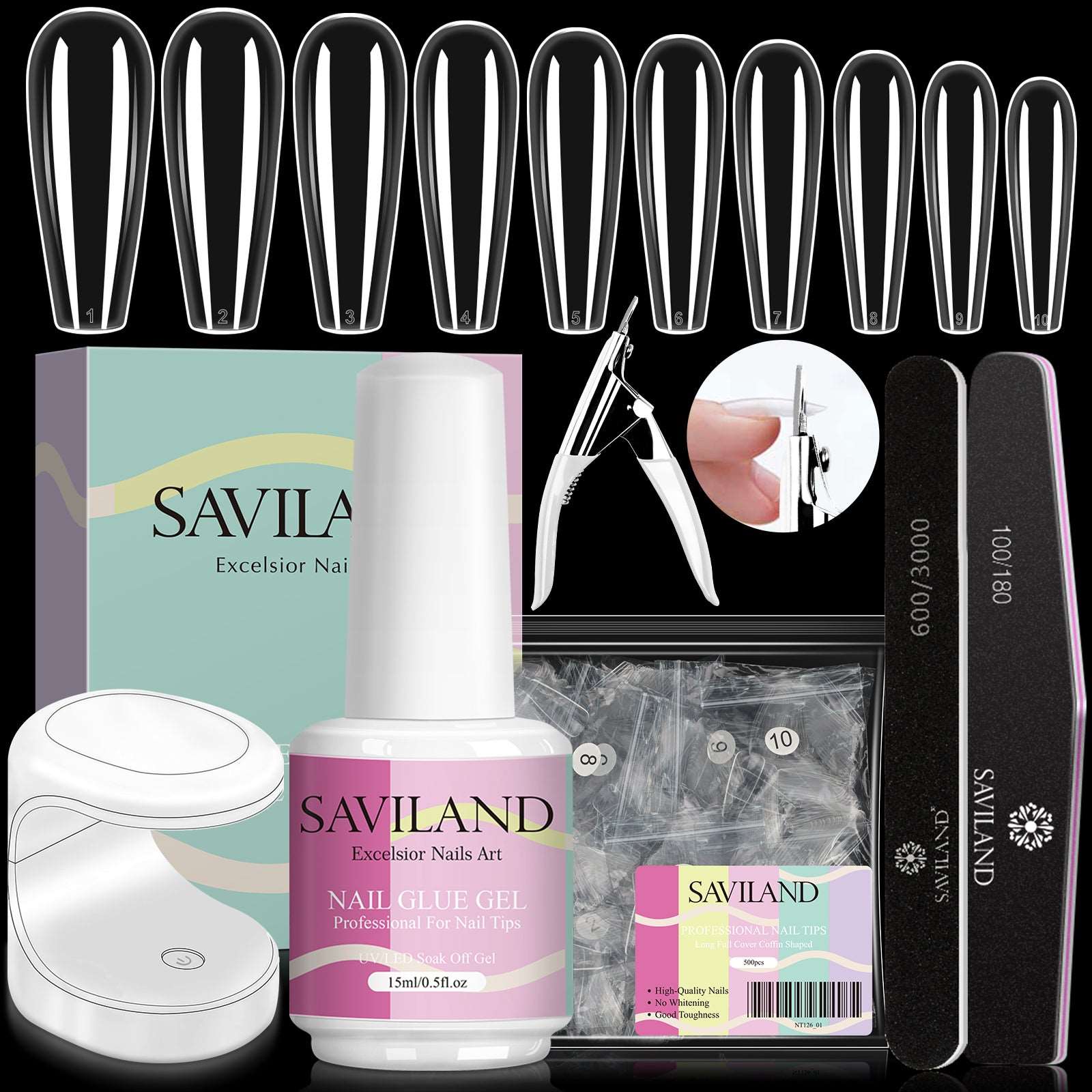Gel Nail Kit Starter Set with Nail Tips | SAVILAND