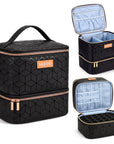 PU Leather Nail Polish Organizer Bag - Black (Ships to US Only)