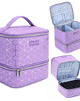PU Leather Nail Polish Organizer Bag - Purple