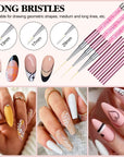 6PCS Rose Gold Art Nail Liner Brushes Set
