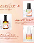 Gel Nail Glue with Nail Dehydrator and Non-acid PH Bond Nail Tools Gel Nail Kit
