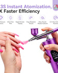 30 PSI LCD Nail Airbrush Machine with 0.3mm Nozzle – Royal Purple
