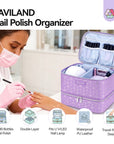 PU Leather Nail Polish Organizer Bag - Purple