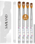 4PCS Acrylic Nail Brush Size 6/10/12/14 -Pink Leopard Print