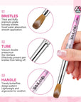 Acrylic Nail Brush Set - 5pcs Size 4/8/10/12/16