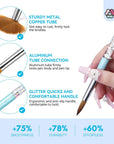 Acrylic Nail Brush Set-4PCS Serenity Blue Liquid Sand Crystal Handle 3A+ Superior Level Nail Brushes