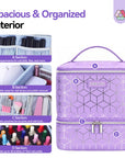 PU Leather Nail Polish Organizer Bag - Purple