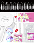 240PCS Medium Almond Clea False Nails Tips Kit