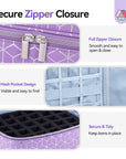 PU Leather Nail Polish Organizer Bag - Purple