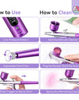 30 PSI LCD Nail Airbrush Machine with 0.3mm Nozzle – Royal Purple