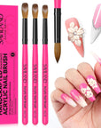 Saviland Black and Pink Acrylic Nail Brushes Set: Size 8/10/14
