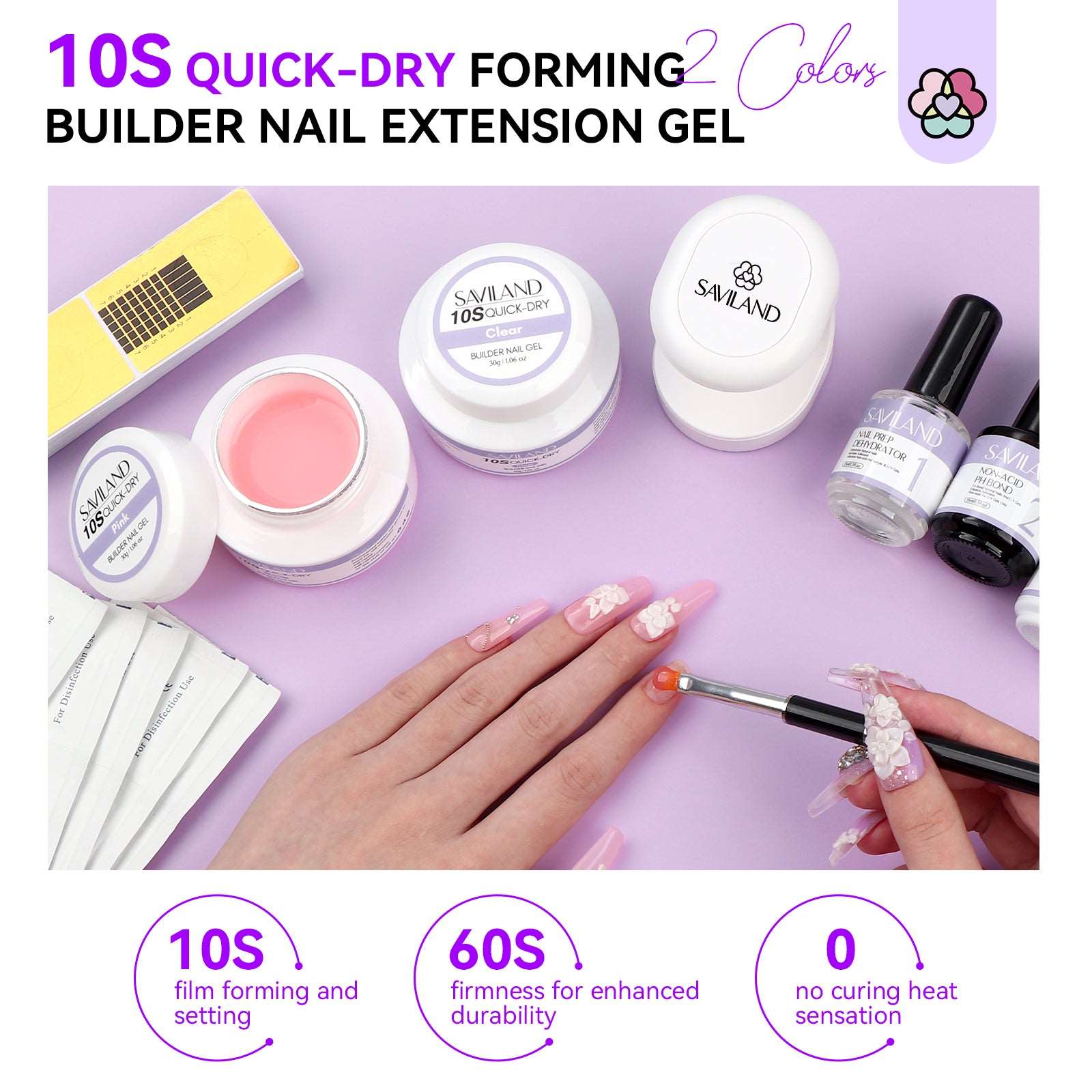 Builder Nail Gel Kit with UV Light Extension System | SAVILAND