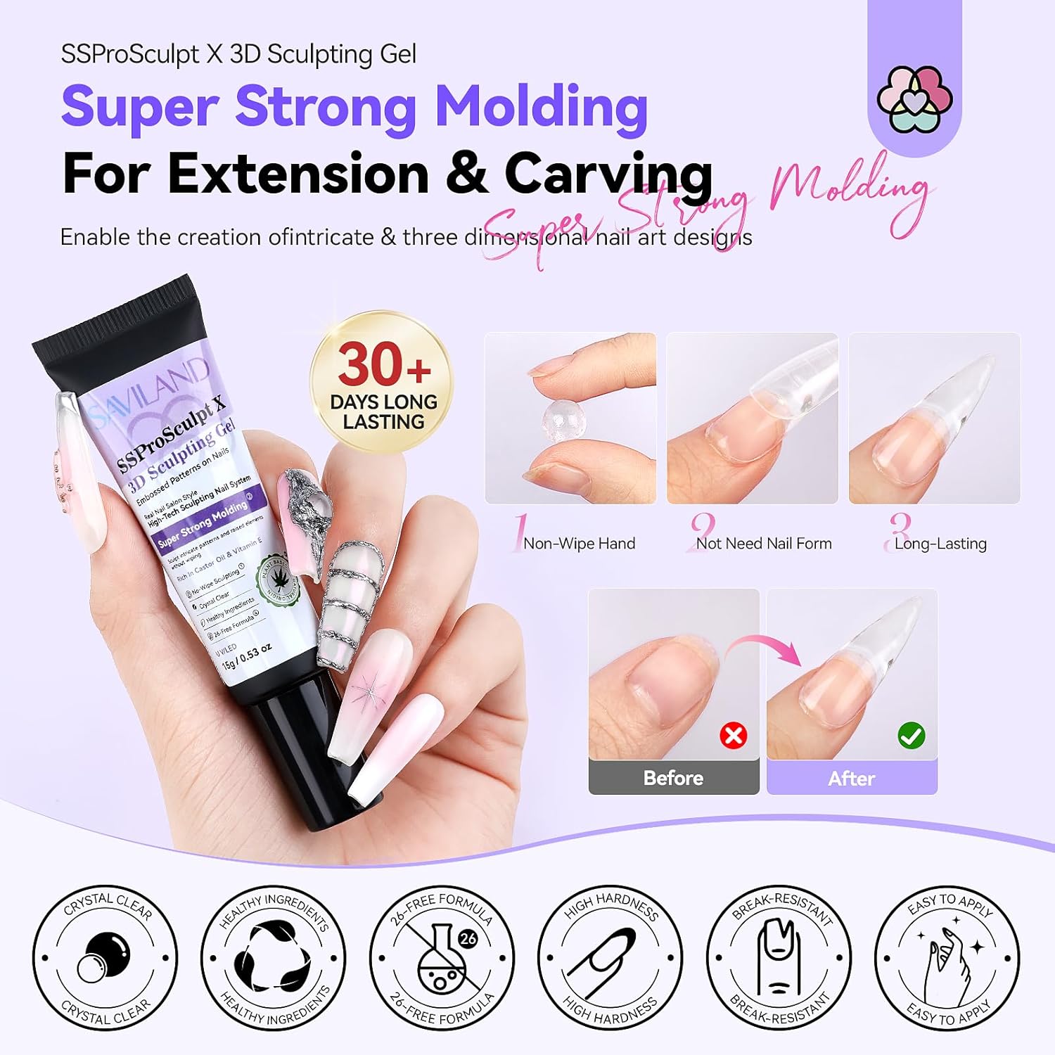 3D Nail Gel Kit with Chrome Powder | SAVILAND