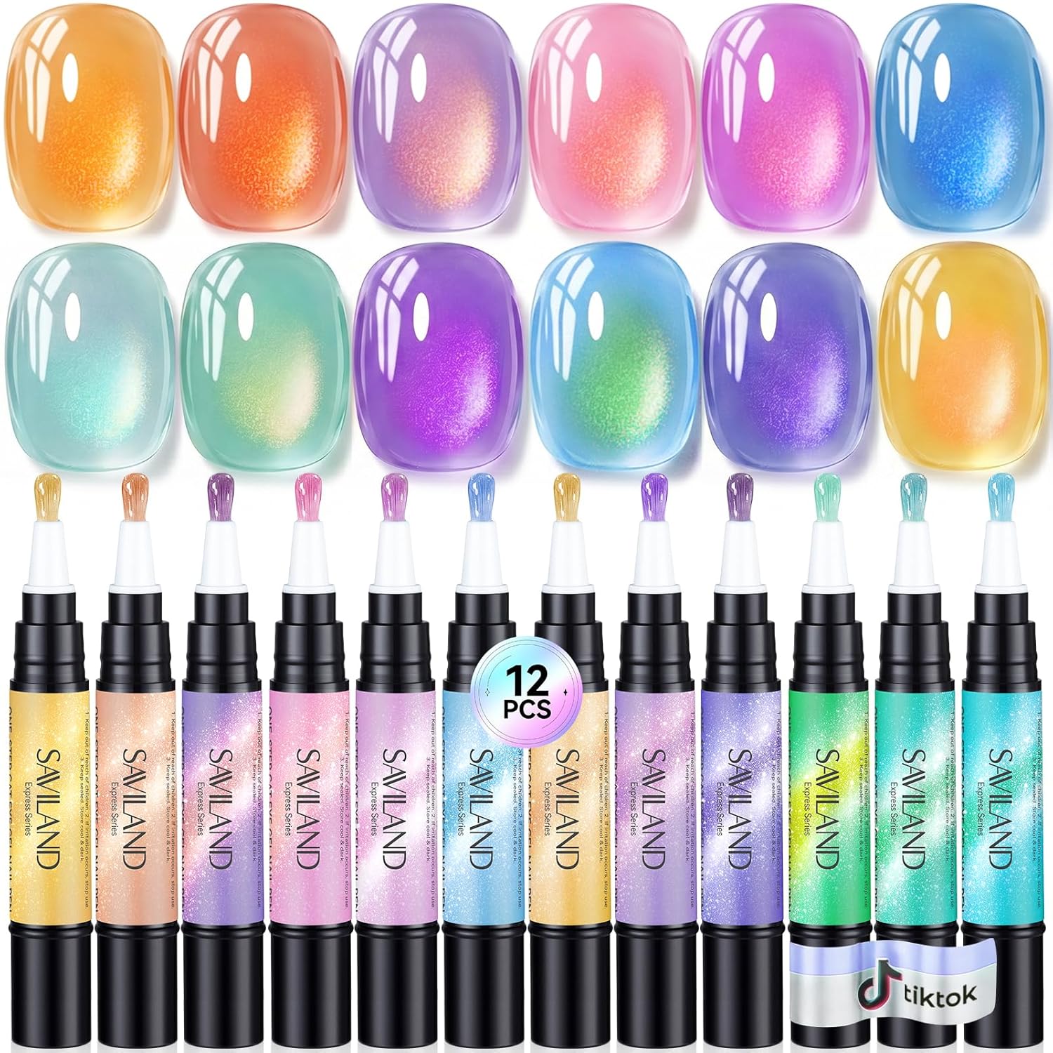 12 Colors Jelly Cat Eye Gel Nail Polish Pens | SAVILAND