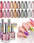 SAVILAND 12 Colors Dark Metallic Chrome Nail Polish Set with base and top coat