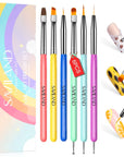 6pcs Rainbow Nail Art Brush Set