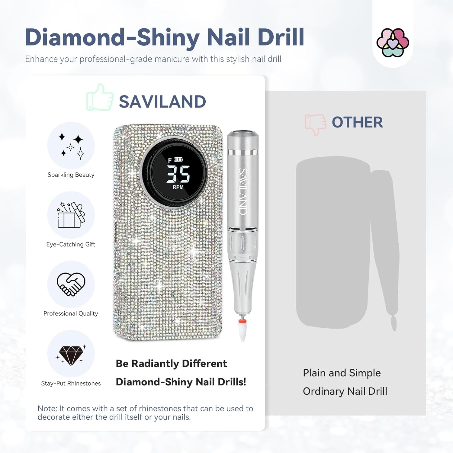 Rhinestone Nail Drill 35000RPM | SAVILAND
