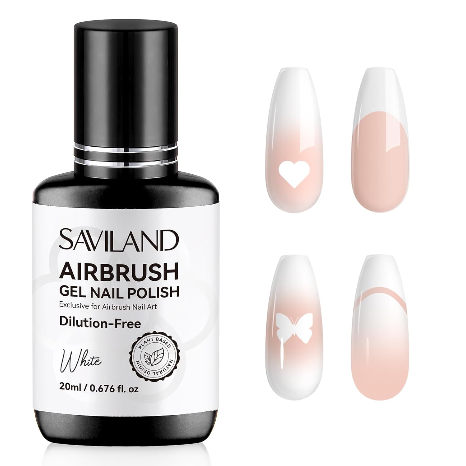 White Airbrush Gel Nail Polish 20ml | SAVILAND