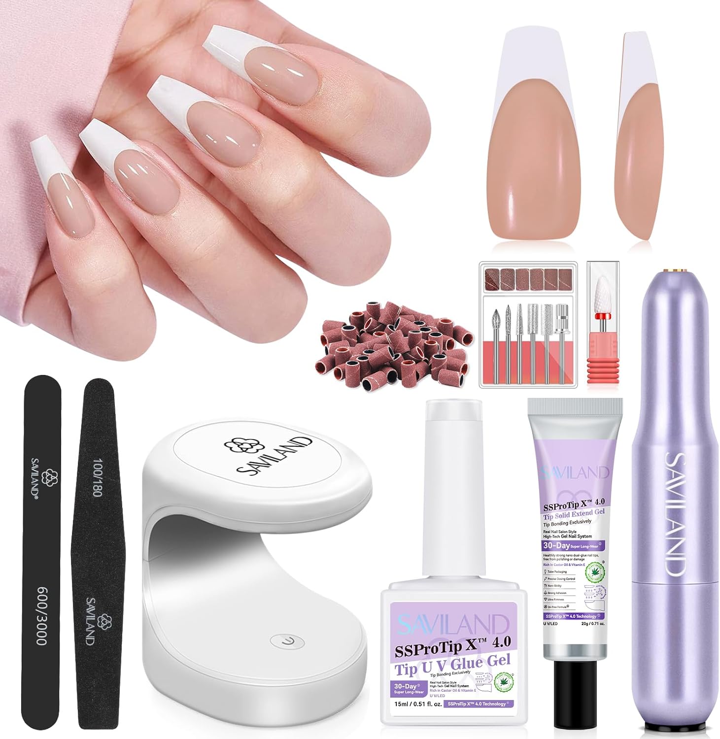 Brown Coffin French Tip Press On Nails Kit | SAVILAND