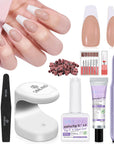 Brown and White Coffin French Tip Nails Kit