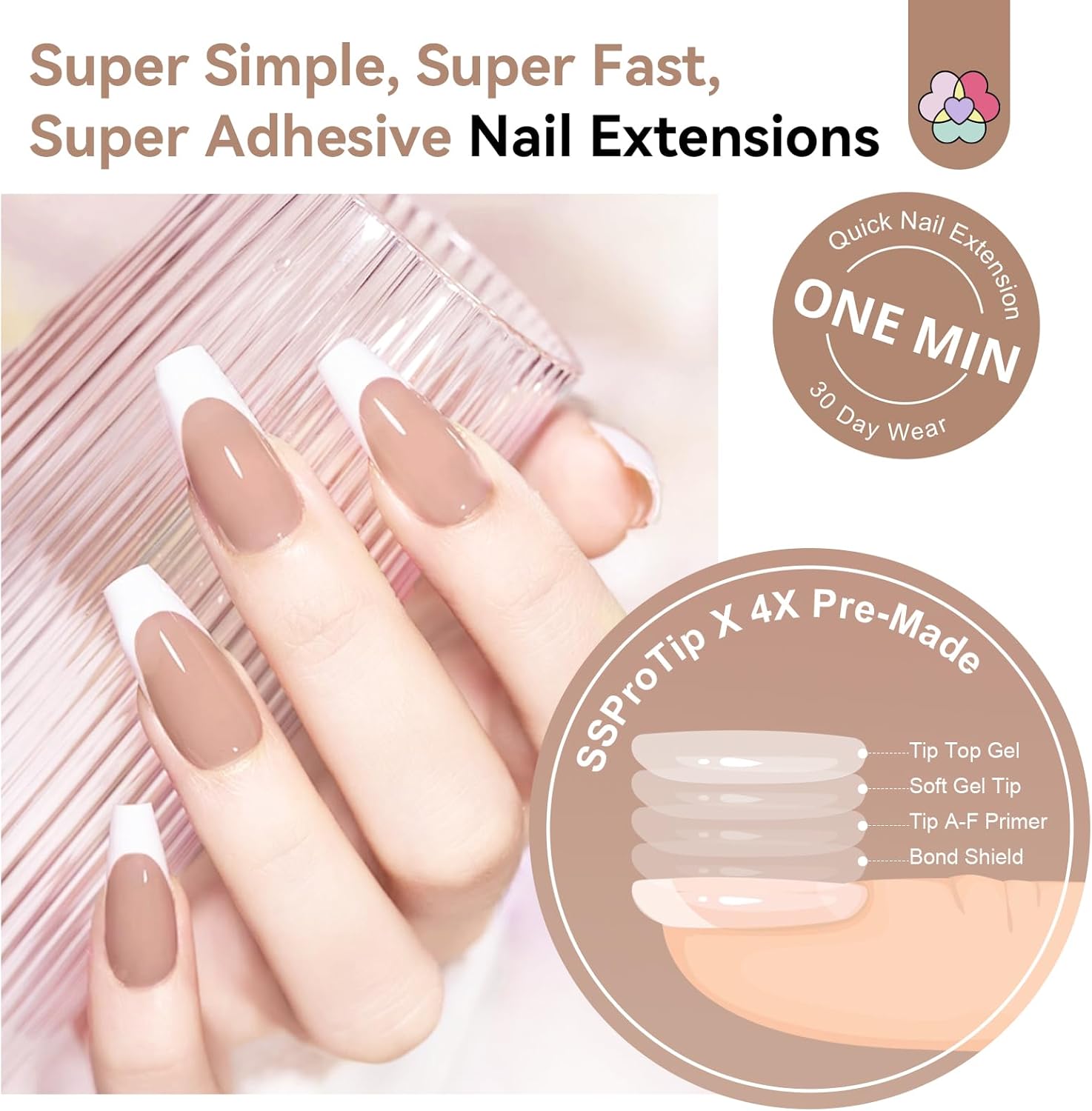 Brown Coffin French Tip Press On Nails Kit | SAVILAND