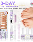 what's in the french tip press on toenails kit
