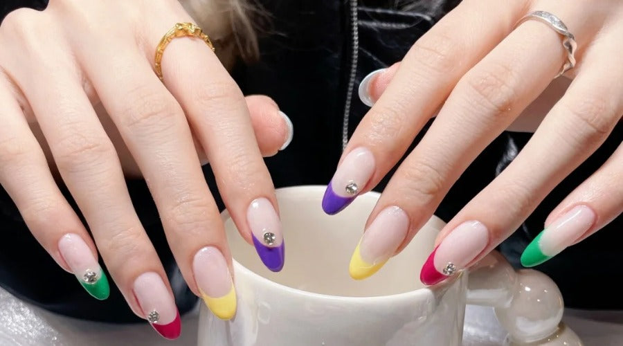 rainbow nail art