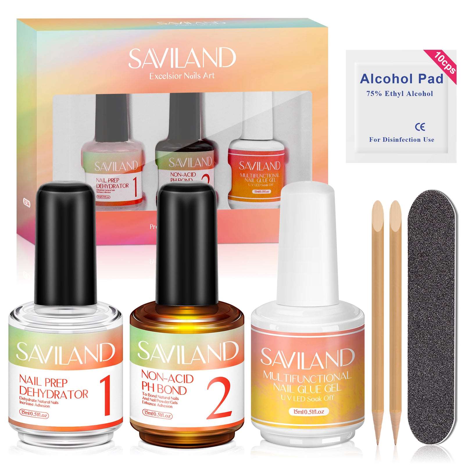 Gel Nail Glue with Nail Dehydrator and Non-acid PH Bond Nail Tools Gel Nail Kit