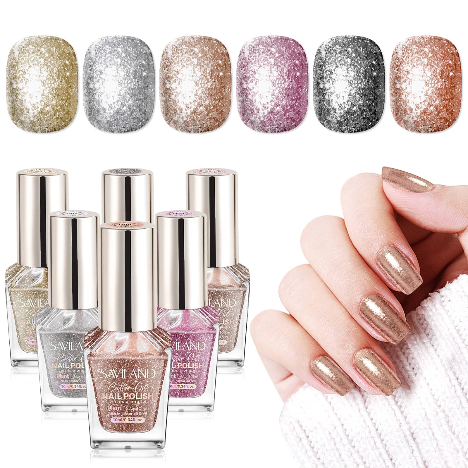 6-Color Holographic Glitter Nail Polish Set (Ships to US Only)