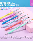 6pcs Rainbow Nail Art Brush Set