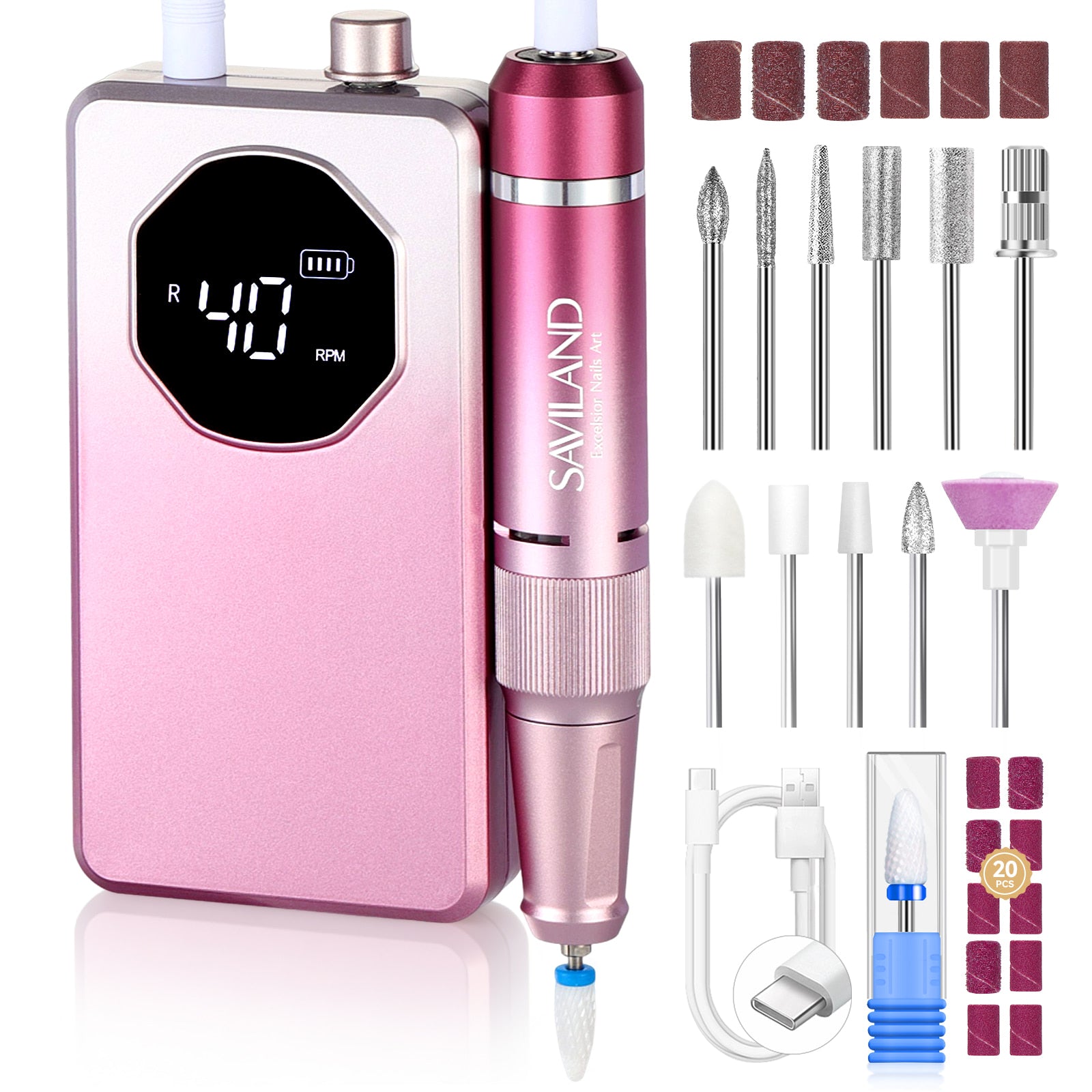 40000RPM Professional Nail Drill for 30S Fast Acrylic Removal