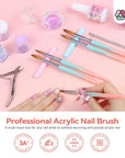 5 PCS Acrylic Nail Brush Set - Size 4/8/10/12/16