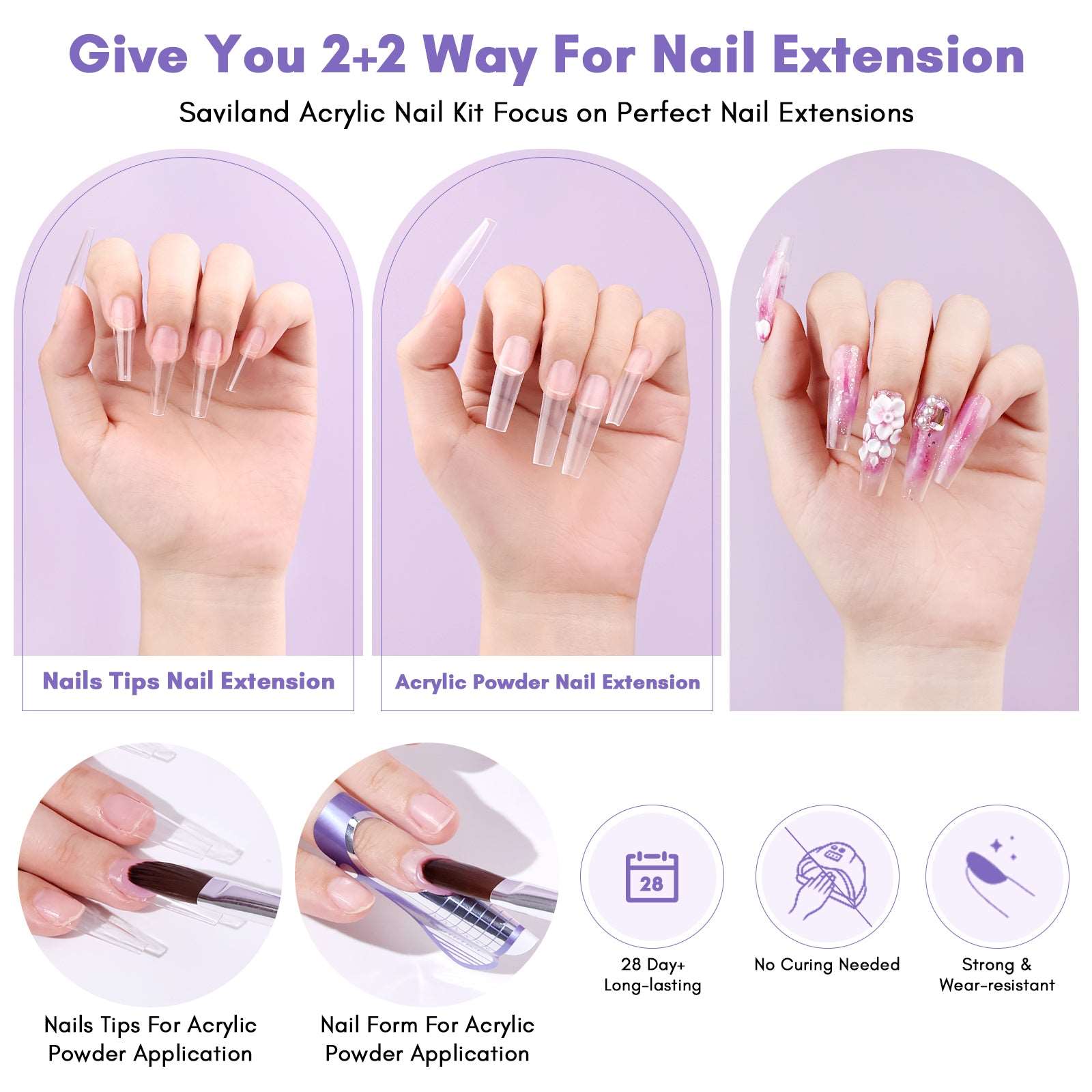 Acrylic Nail Kit for Acrylic Application - Clear/Pinks/White