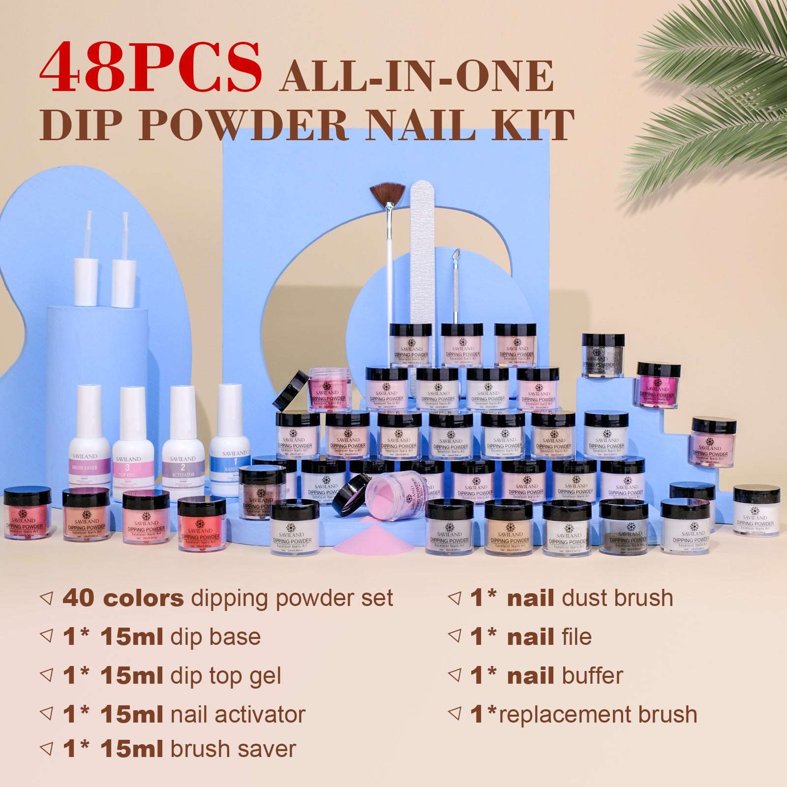 [US ONLY]49PCS Dip Nails Powder Starter Kit - 40 Colors