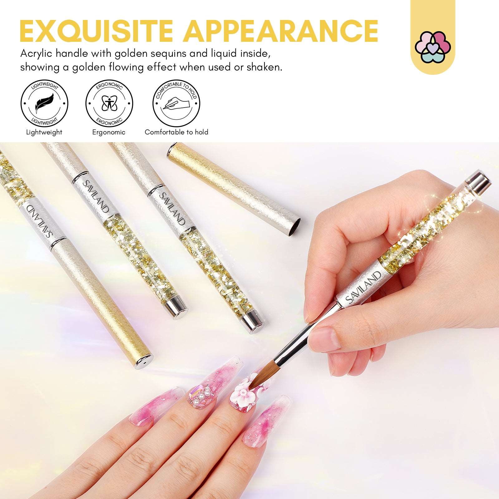 4PCS Acrylic Nail Brush - Acrylic Powder Nail Brush Kit