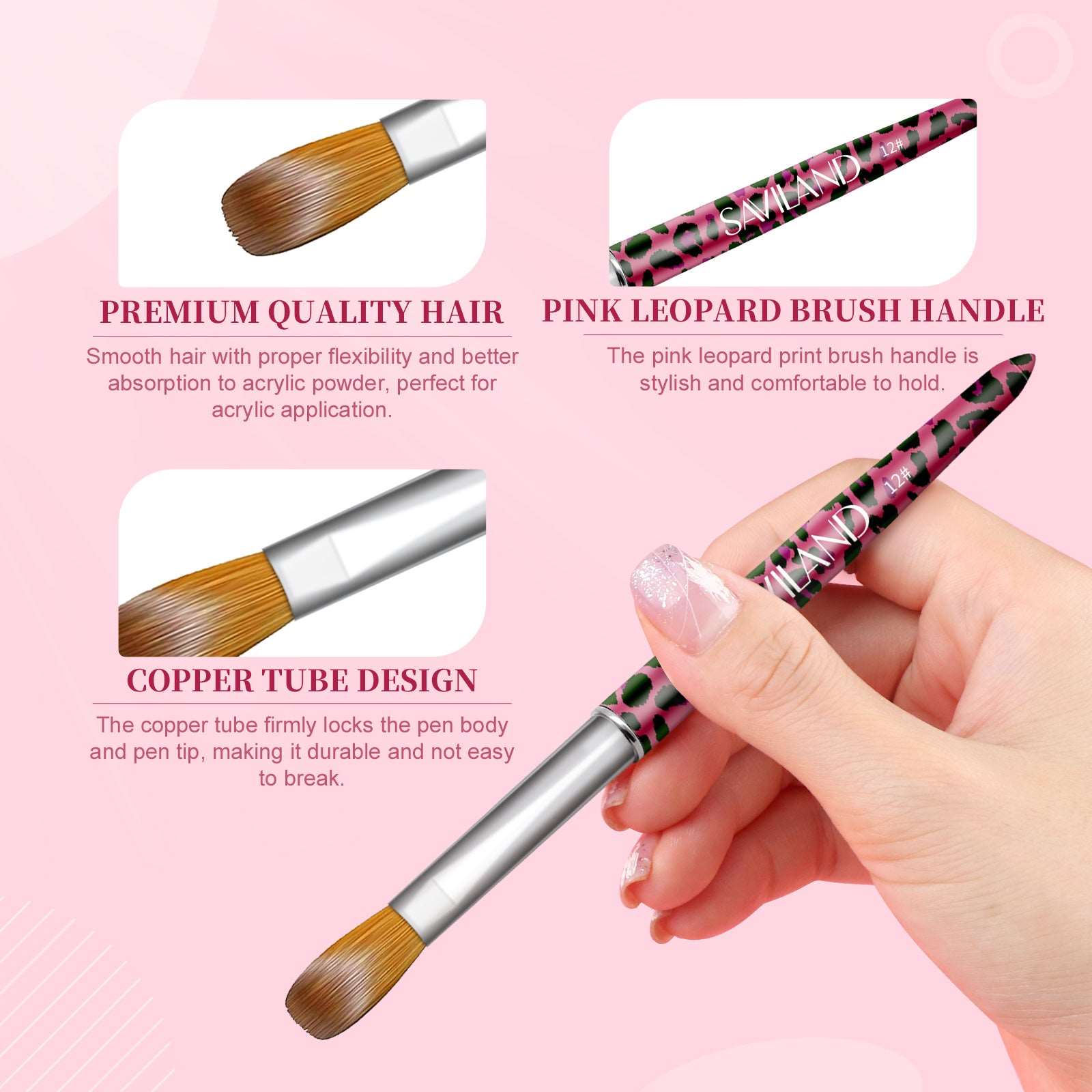 4PCS Acrylic Nail Brush Size 8/10/12/14