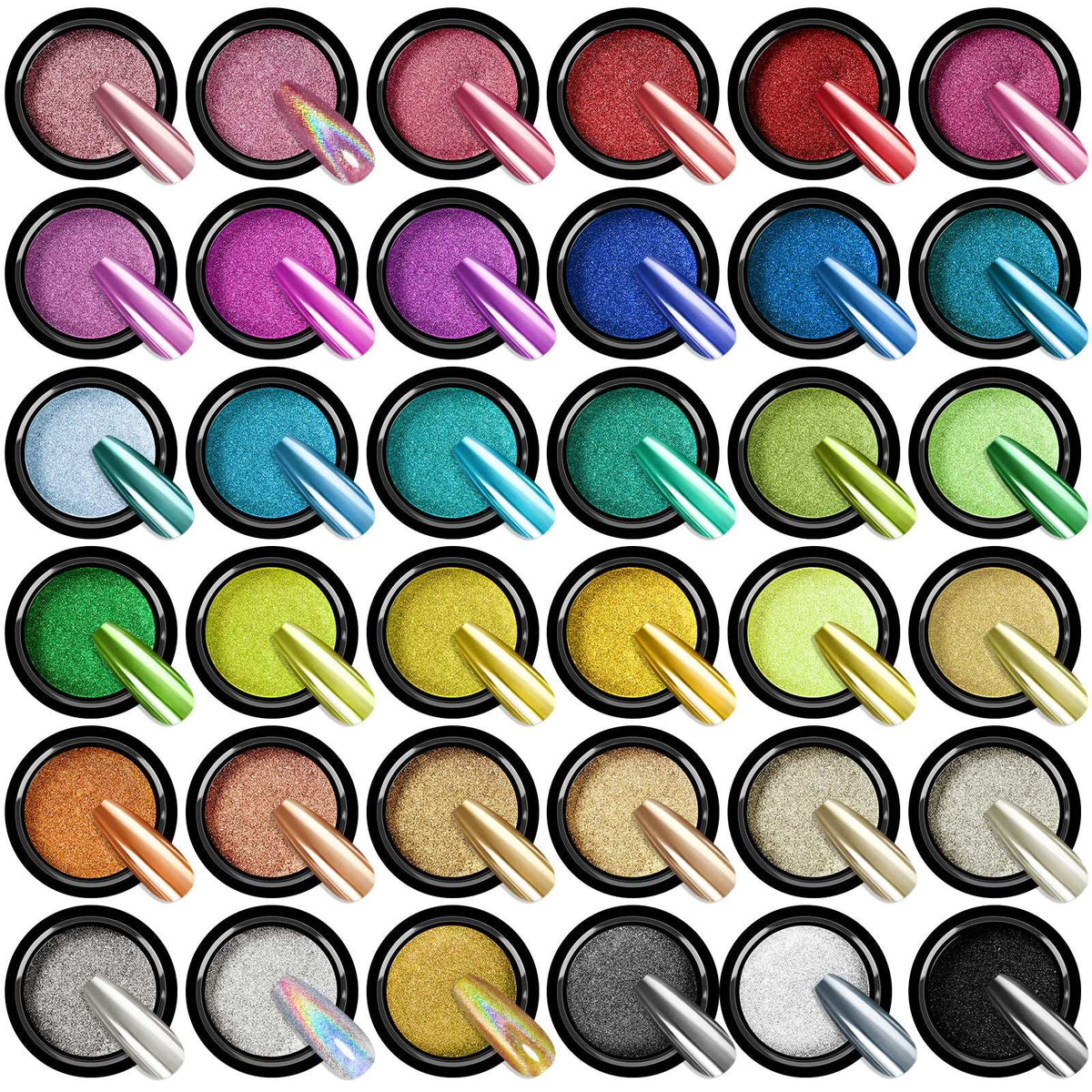 36Pcs Mirror Chrome Nail Powder Set