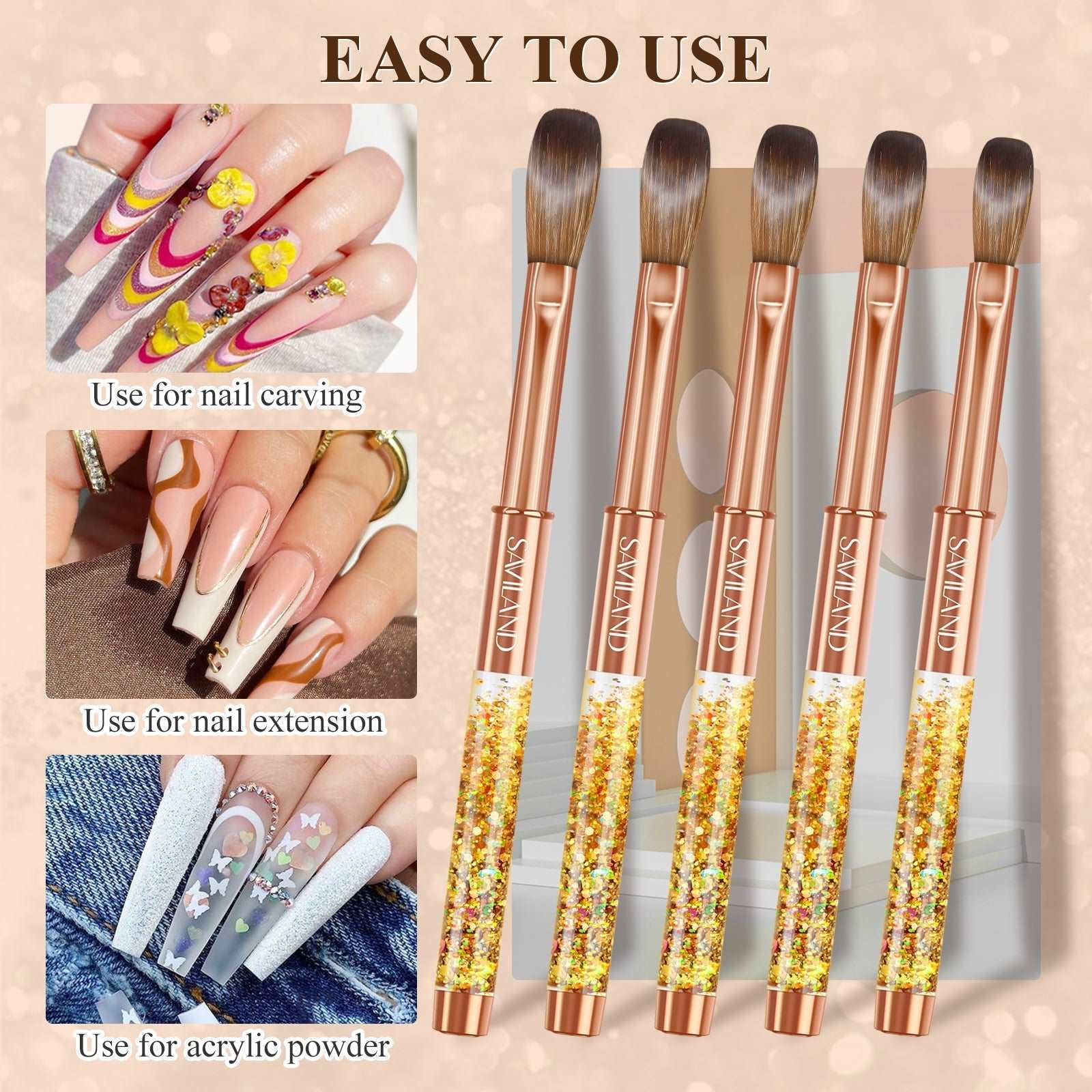 Size 10 Gold Kolinsky Acrylic Nail Brush
