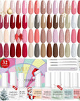 [US ONLY]42PCS - 32 Fall Colors Red Glitter Gel Polish Set