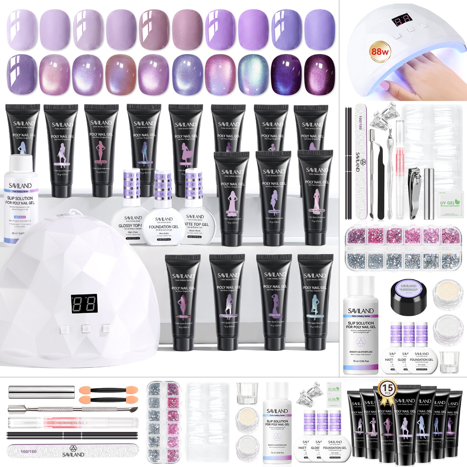 15-Color Pink Peach Cat Eye Poly Gel Kit (Ships to US Only)