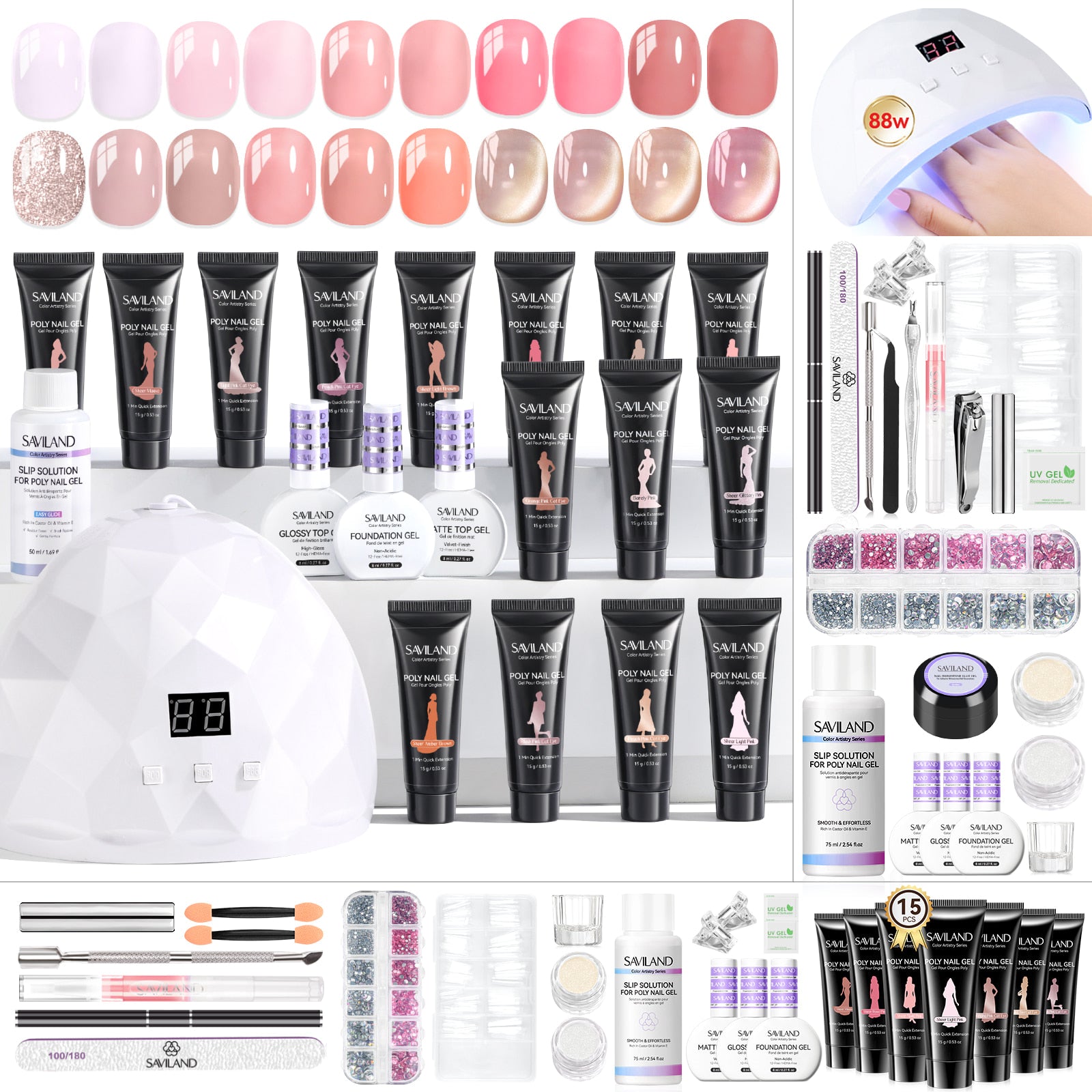 15-Color Purple Cat Eye Poly Gel Kit (Ships to US Only)