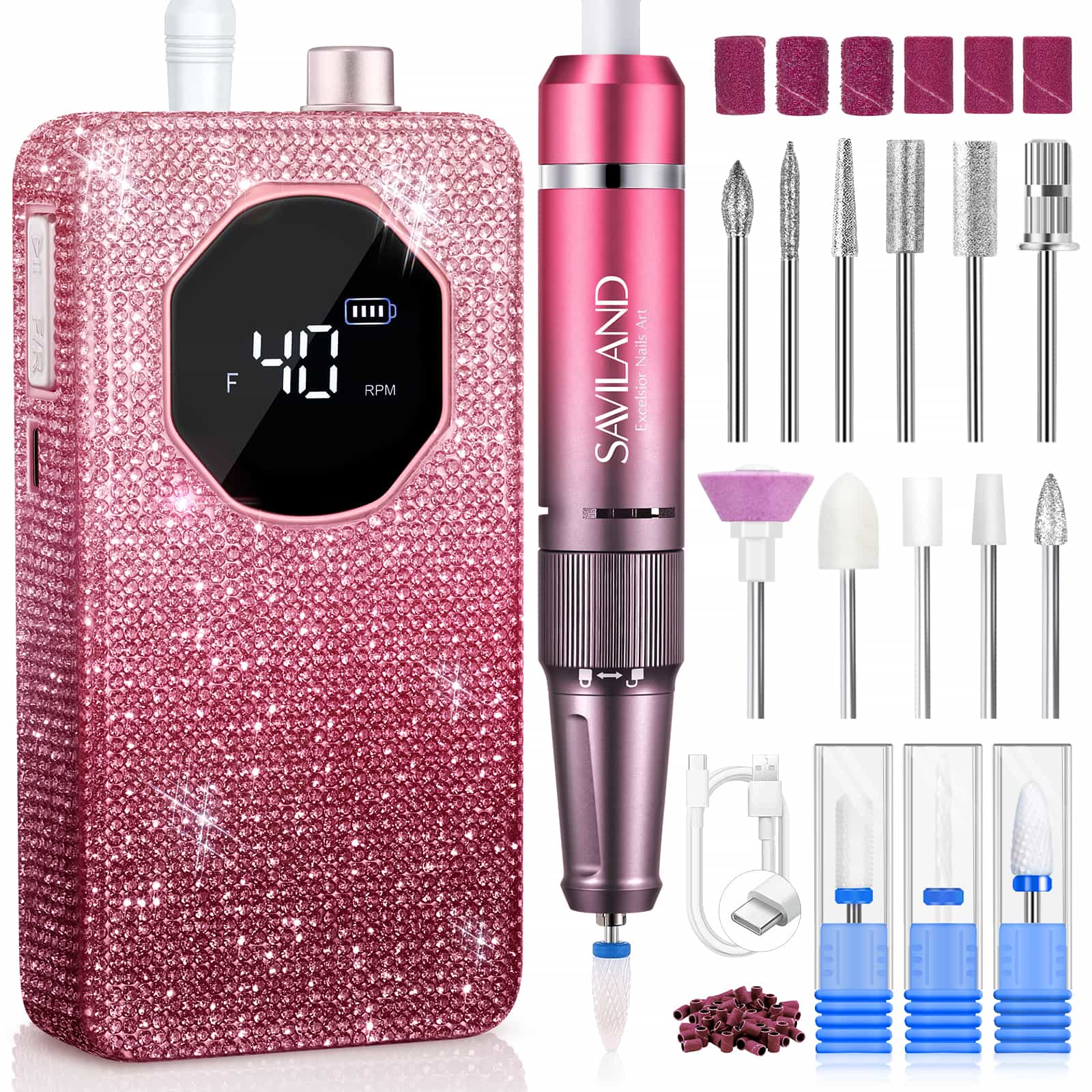 40000RPM Electric Nail Drill for 30S Fast Acrylic Removal