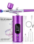 30 PSI LCD Nail Airbrush Machine with 0.3mm Nozzle – Royal Purple