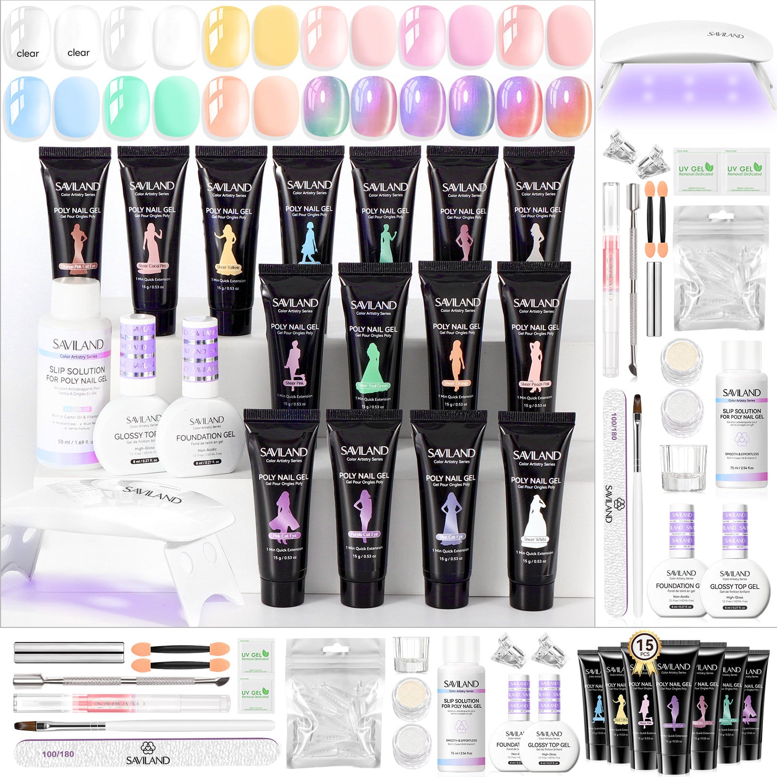 15-Color Sheer Cat Eye Poly Gel Kit (Ships to US Only)