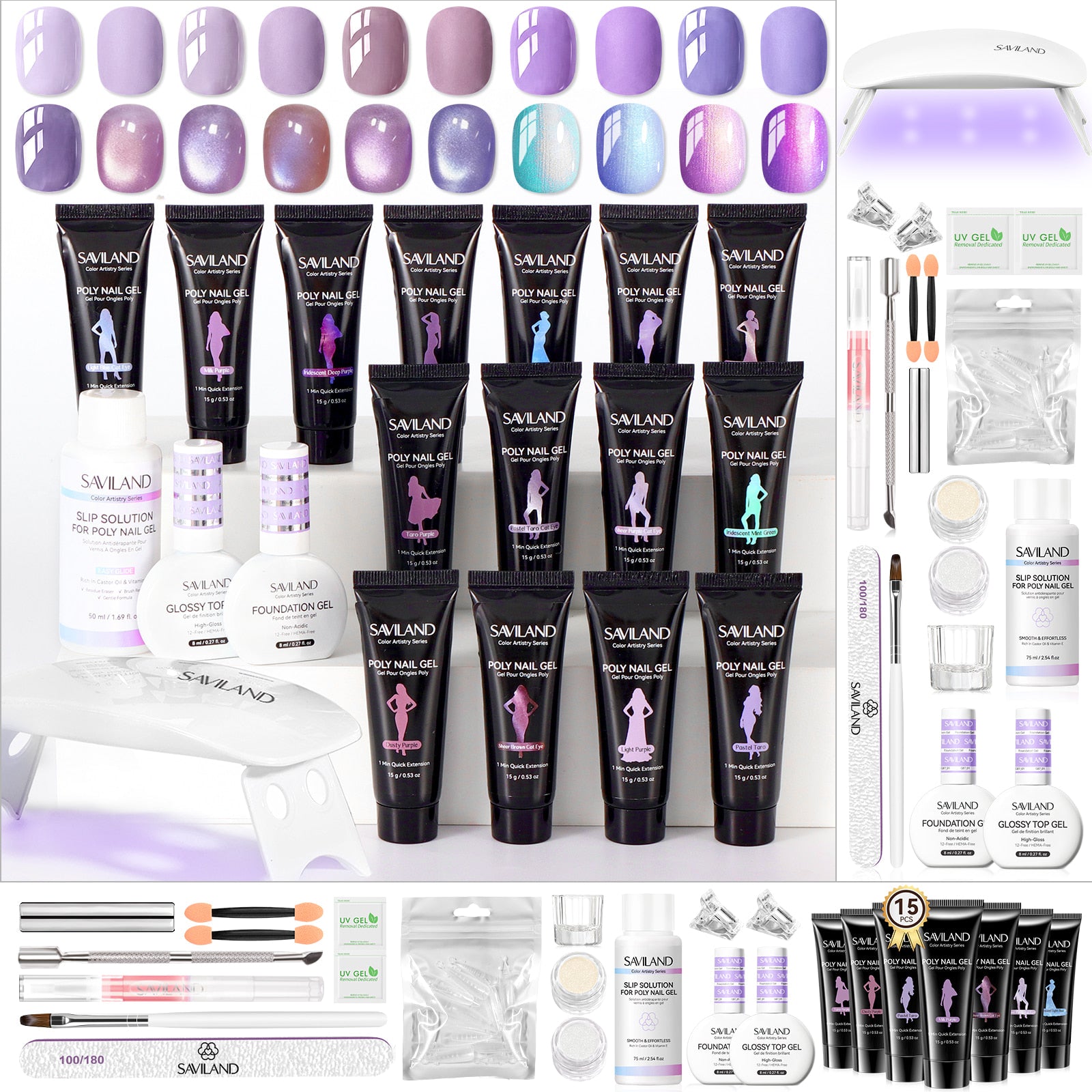 15-Color Purple Duochrome Poly Gel Kit (Ships to US Only)