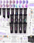 15-Color Purple Duochrome Poly Gel Kit (Ships to US Only)