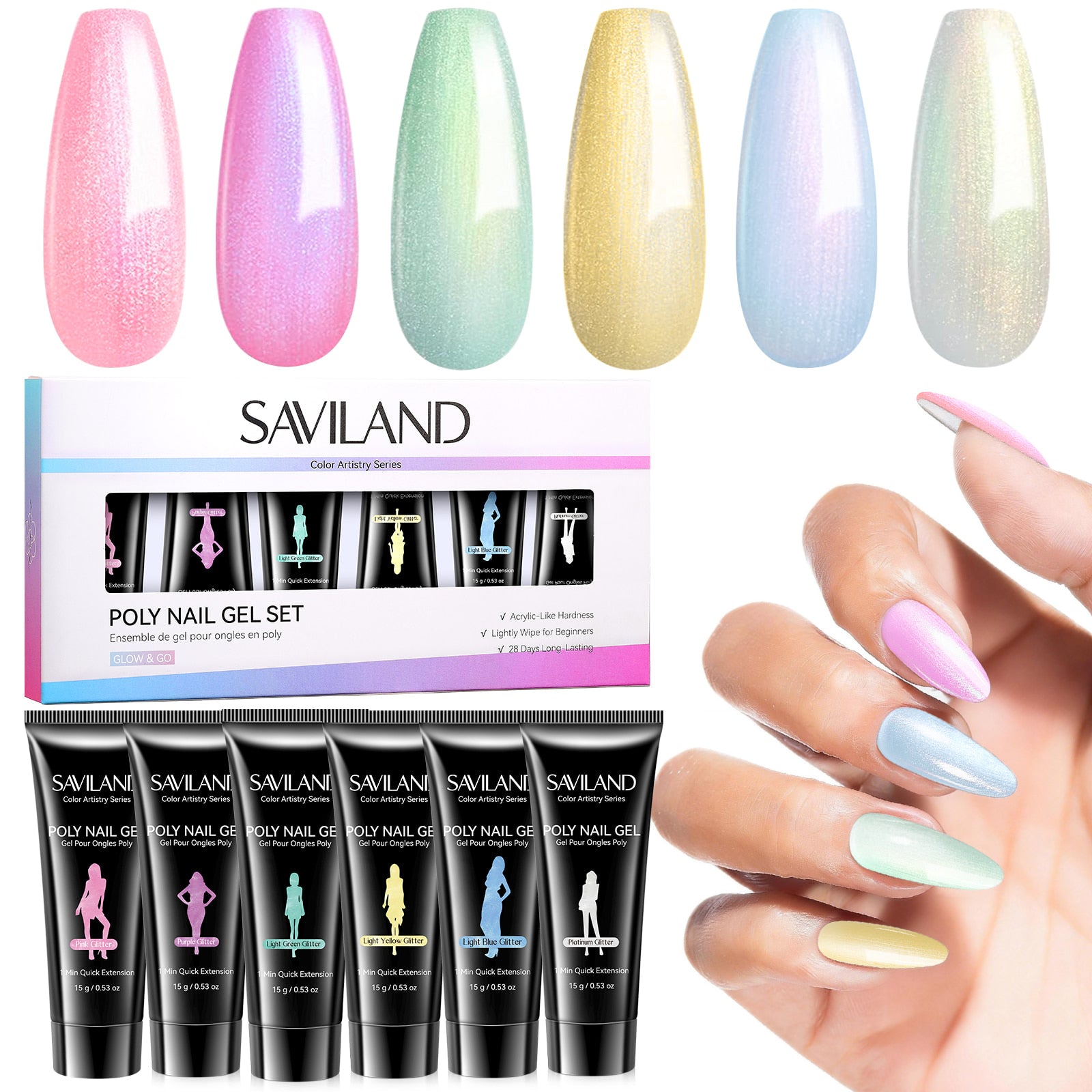 6-Color Pastel Shimmer Poly Gel Kit (Ships to US Only)