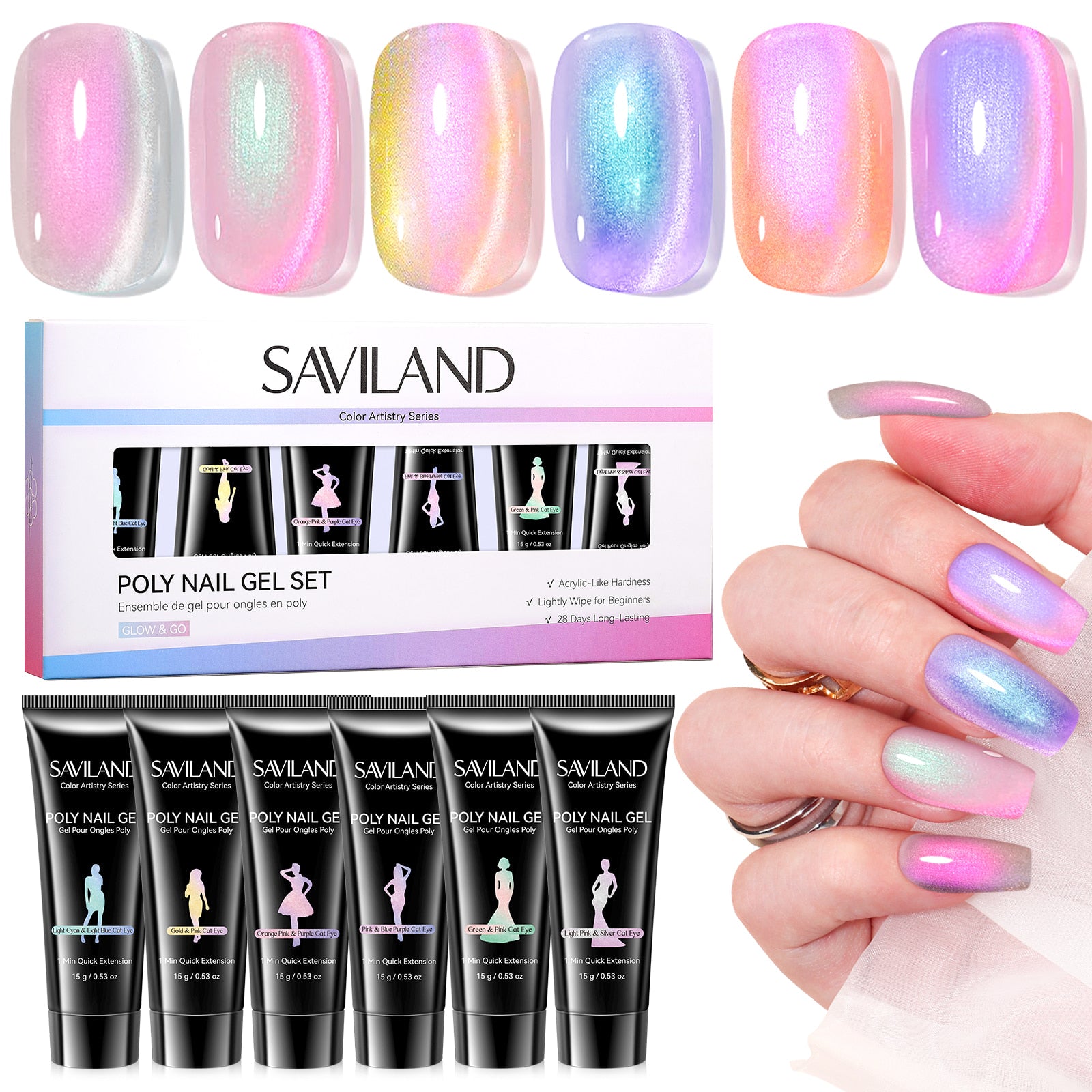 6-Color Aurora Cat Eye Poly Gel Kit (Ships to US Only)