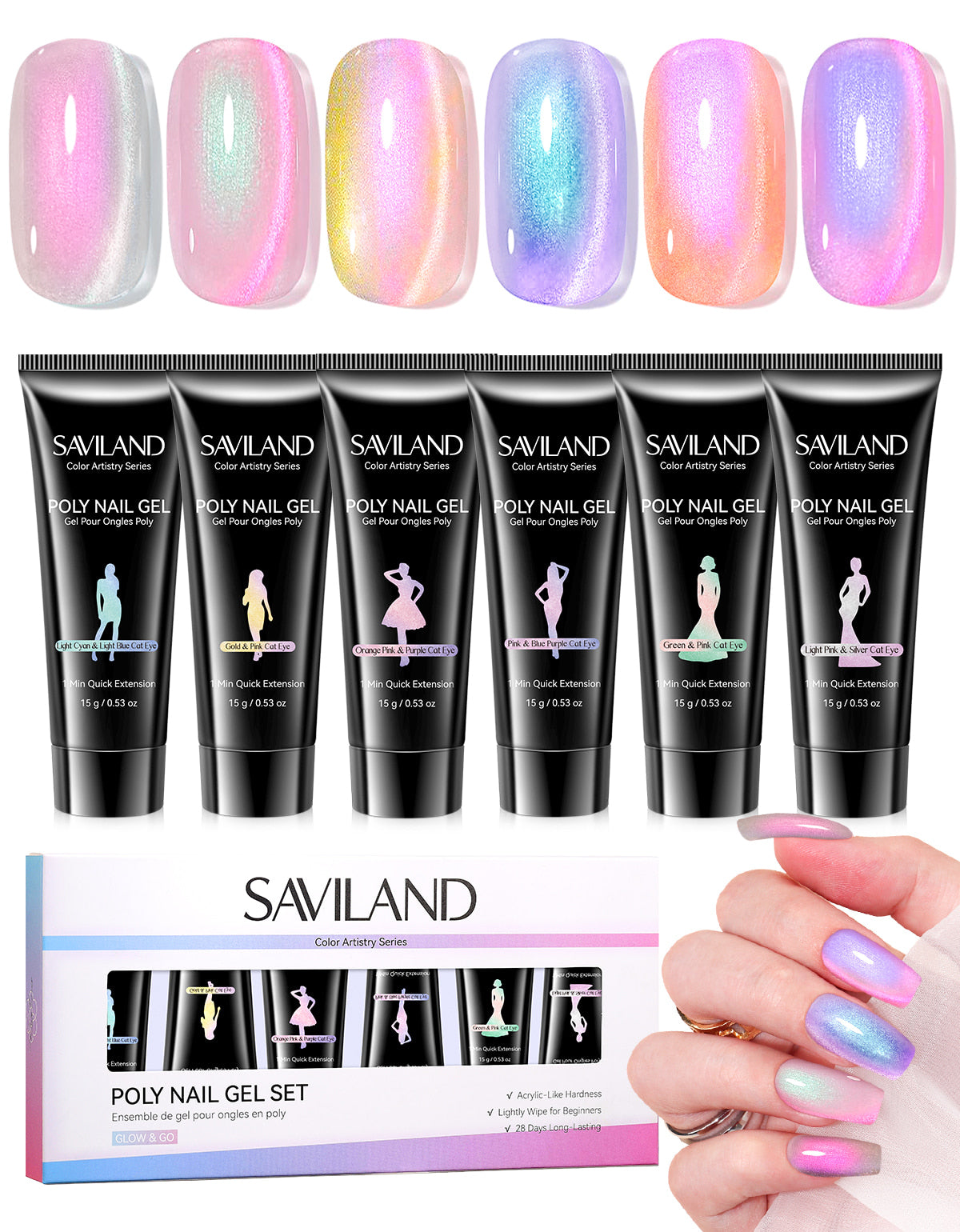 6-Color Aurora Cat Eye Poly Gel Kit (Ships to US Only)