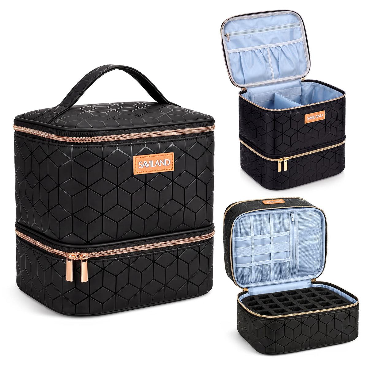 PU Leather Nail Polish Organizer Bag - Black (Ships to US Only)